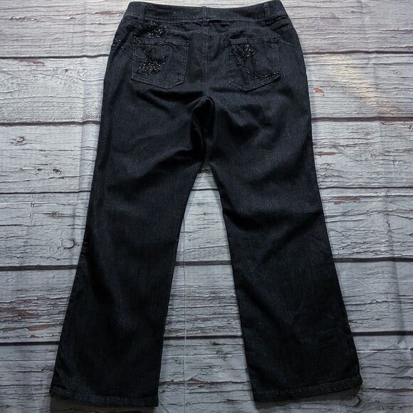 Venezia Lane Bryant Womens Jeans size 16 x31"in Black Embellished Cotton Stretch - Picture 6 of 10
